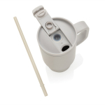 Copo térmico de aço inoxidável reciclado com palhinha e asa 480 ml cor cinzento oitava vista