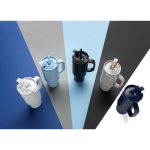 Copo térmico de aço inoxidável reciclado com palhinha e asa 480 ml cor cinzento vista de ambiente 2