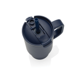 Copo térmico de aço inoxidável reciclado com palhinha e asa 480 ml cor azul-marinho sexta vista