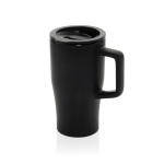 Caneca premium de cerâmica, asa ergonómica e tampa antiderrame 490 ml cor preto
