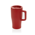 Caneca premium de cerâmica, asa ergonómica e tampa antiderrame 490 ml cor vermelho