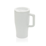 Caneca premium de cerâmica, asa ergonómica e tampa antiderrame 490 ml cor branco