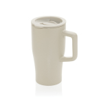 Caneca premium de cerâmica, asa ergonómica e tampa antiderrame 490 ml cor cinzento