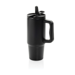 Copo de aço reciclado com bocal dobrável e tampa de rosca 900 ml cor preto