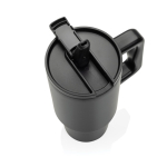Copo de aço reciclado com bocal dobrável e tampa de rosca 900 ml cor preto sexta vista