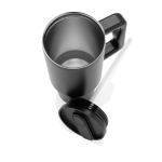 Copo de aço reciclado com bocal dobrável e tampa de rosca 900 ml cor preto sétima vista