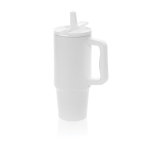 Copo de aço reciclado com bocal dobrável e tampa de rosca 900 ml cor branco