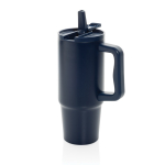 Copo de aço reciclado com bocal dobrável e tampa de rosca 900 ml cor azul-marinho