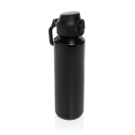 Garrafa desportiva em aço reciclado com tampa antiderrame 600 ml cor preto