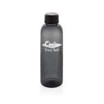 Garrafa de RPET com pega e design ondulado com asa 750 ml cor preto vista com logo
