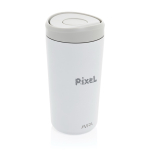 Copo térmico take away ecológico com tampa de clique 400 ml Avira Alix cor branco vista com logo