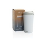 Copo térmico take away ecológico com tampa de clique 400 ml Avira Alix cor branco vista com caixa