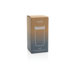Copo térmico take away ecológico com tampa de clique 400 ml Avira Alix cor azul-marinho segunda vista com caixa