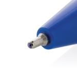 Caneta de plástico reciclado com tinta ultradeslizante escrita azul cor azul quarta vista