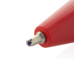 Caneta de plástico reciclado com tinta ultradeslizante escrita azul cor vermelho quarta vista