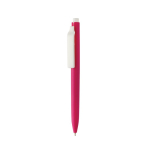 Caneta de plástico reciclado com tinta ultradeslizante escrita azul cor cor-de-rosa