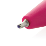 Caneta de plástico reciclado com tinta ultradeslizante escrita azul cor cor-de-rosa quarta vista
