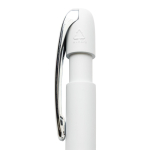 Caneta em plástico reciclado com recarga Dokumental® escrita azul cor branco quarta vista