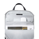 Mochila expansível em tecido reciclado com fecho Duo-Zipper 16'' cor preto