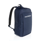 Mochila ultrafina em RPET com design expansível 15.6'' cor azul-marinho vista com logo