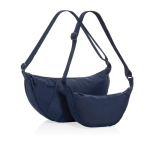 Saco tiracolo XL em RPET com bolso exterior e alça ajustável cor azul-marinho vista geral