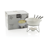 Fondue de queijo em cerâmica com aquecimento por velas 750 ml Boska cor branco vista com caixa