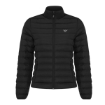 Casaco acolchoado de poliéster reciclado mulher casual fit 70 g/m2 IQONIQ Maiko cor preto vista com logo