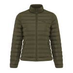 Casaco acolchoado de poliéster reciclado mulher casual fit 70 g/m2 IQONIQ Maiko cor caqui vista com logo