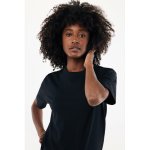 T-shirt de algodão reciclado unissexo modern fit 220 g/m2 IQONIQ Nikko cor preto quinta vista com modelo