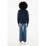 Camisola de meia abertura em algodão reciclado modern fit 300 g/m2 Iqoniq Elgon cor azul-marinho quarta vista com modelo