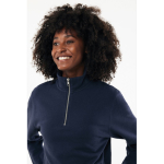 Camisola de meia abertura em algodão reciclado modern fit 300 g/m2 Iqoniq Elgon cor azul-marinho quinta vista com modelo