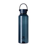 Garrafa RPET de design minimalista com tampa de aço e asa 550 ml cor azul-marinho vista com logo
