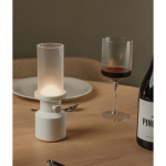Candeeiro de mesa portátil reciclado com bateria recarregável e regulador cor branco vista de ambiente