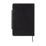 Caderno em pele reciclada com design elegante A5 folhas pautadas cor preto terceira vista