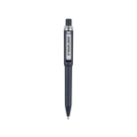 Caneta de plástico reciclado com clip e anel cromado tinta azul cor azul vista principal