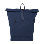 Mochila enrolável de poliéster e algodão reciclado para portátil 15'' cor azul primeira vista