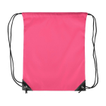 Mochila de cordas em poliéster com cantos e cordas pretas cor cor-de-rosa primeira vista
