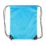 Mochila de cordas em poliéster com cantos e cordas pretas cor azul-claro primeira vista