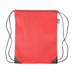 Mochila de cordas em poliéster com cantos e cordas pretas cor vermelho primeira vista