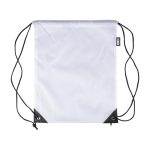 Mochila de cordas em poliéster com cantos e cordas pretas cor branco primeira vista