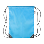 Mochila de cordas em poliéster com cantos e cordas pretas cor azul-claro primeira vista