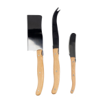 Conjunto de facas para queijo ou charcutaria em saco com velcro cor castanho primeira vista
