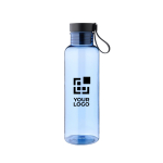 Garrafa de RPET com detalhe em bambu e alça na tampa 750ml cor azul ultramarino vista principal