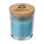 Vela com aroma a baunilha em frasco de vidro com tampa de bambu oitava vista