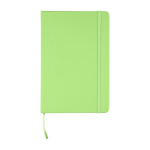 Caderno de capa dura RPET com tudo a condizer e folhas pautadas A5 cor verde-claro primeira vista