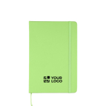 Caderno de capa dura RPET com tudo a condizer e folhas pautadas A5 cor verde-claro vista principal