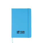 Caderno de capa dura RPET com tudo a condizer e folhas pautadas A5 cor azul-claro vista principal