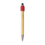 Caneta tátil de bambu com spinner na parte superior tinta azul cor vermelho primeira vista