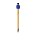 Caneta tátil de bambu com spinner na parte superior tinta azul cor azul ultramarino primeira vista
