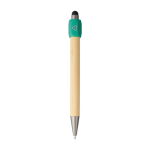 Caneta tátil de bambu com spinner na parte superior tinta azul segunda vista